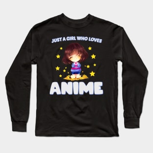 just a girl who loves anime - Chibi anime Long Sleeve T-Shirt